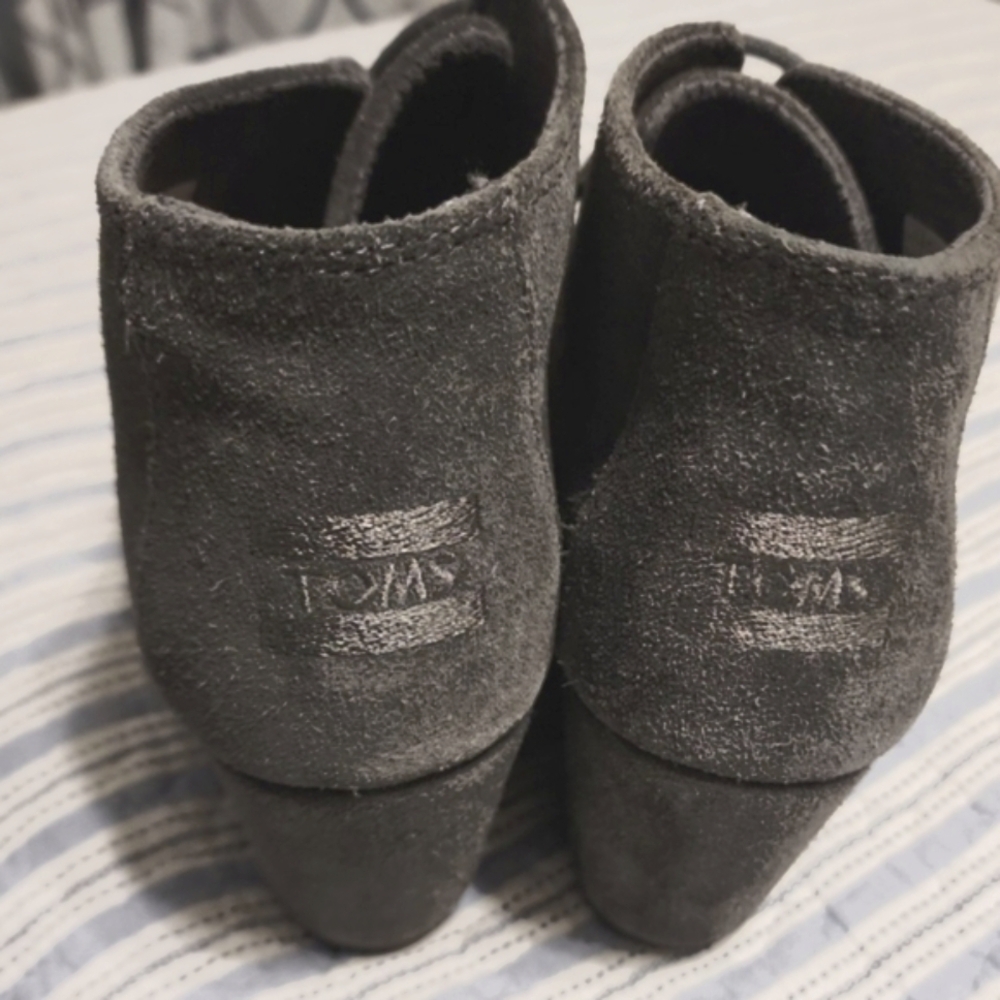 TOMS Gray Suede Ankle Boots